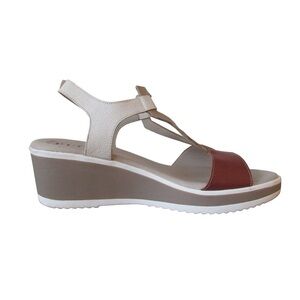 Puche Wedge Sandals Size 41 Cream Tan Planta Gel Ankle Strap Made In Spain